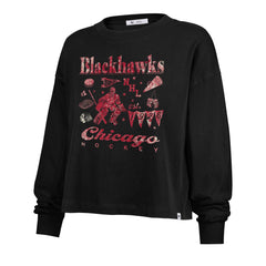 CHICAGO BLACKHAWKS TEAM COLLAGE '47 SYDNEY LONG SLEEVE TEE WOMENS