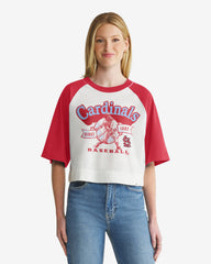 ST. LOUIS CARDINALS COOPERSTOWN INFIELD SHIFT '47 RAGLAN CROP TEE WOMENS