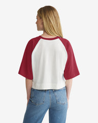 ARKANSAS RAZORBACKS VINTAGE INFIELD SHIFT '47 RAGLAN CROP TEE WOMENS