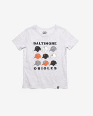 BALTIMORE ORIOLES COOPERSTOWN CAP OFF '47 KID'S FRANKLIN TEE