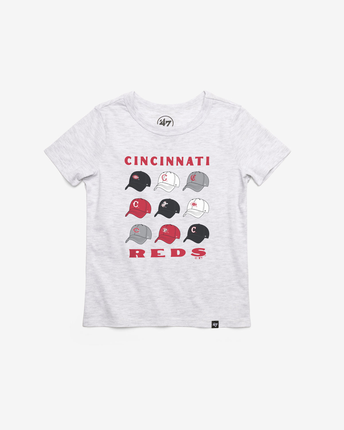 CINCINNATI REDS COOPERSTOWN CAP OFF '47 KID'S FRANKLIN TEE