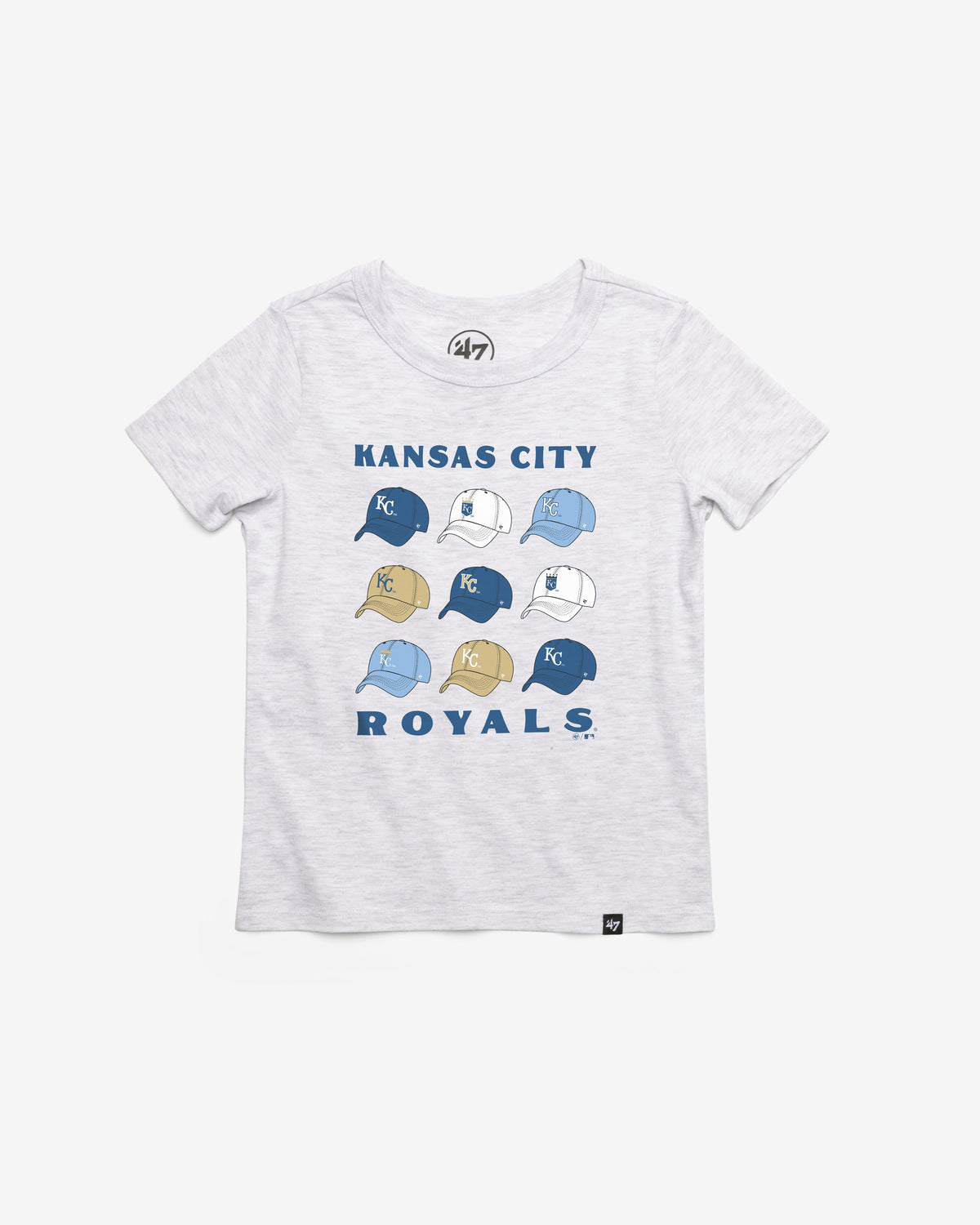 KANSAS CITY ROYALS COOPERSTOWN CAP OFF '47 KID'S FRANKLIN TEE