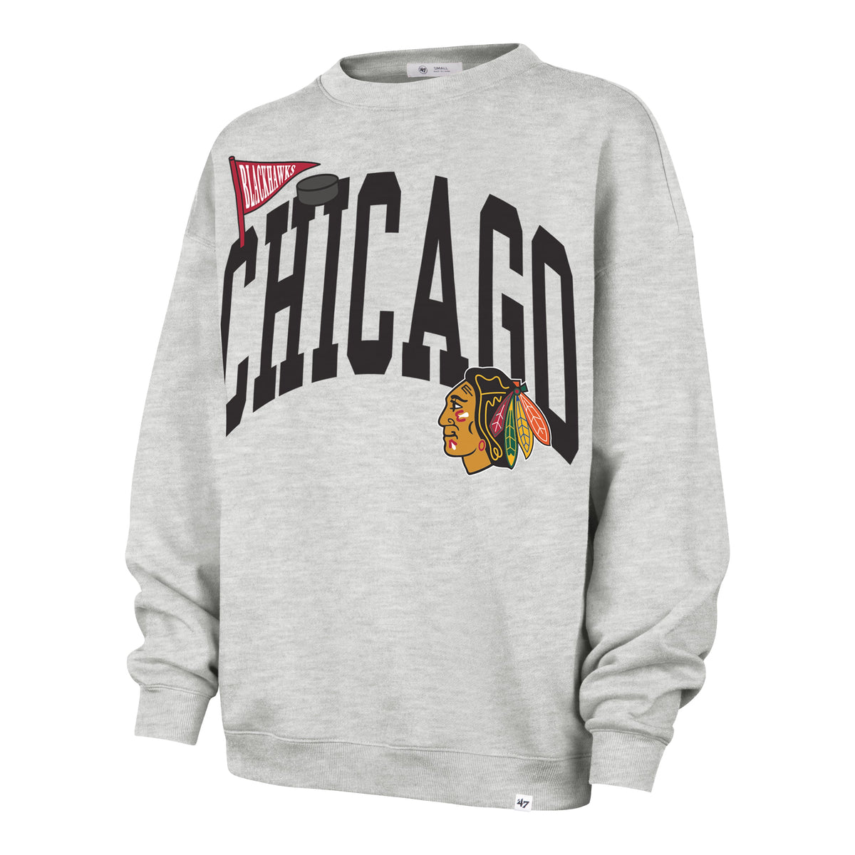 CHICAGO BLACKHAWKS ARCHED ICON '47 OVERSIZED CREW WOMENS