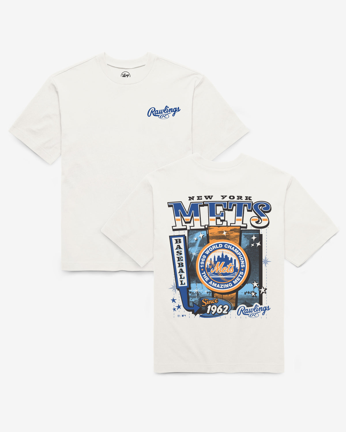 NEW YORK METS COOPERSTOWN RAWLINGS POSTER '47 FOUNDATION TEE
